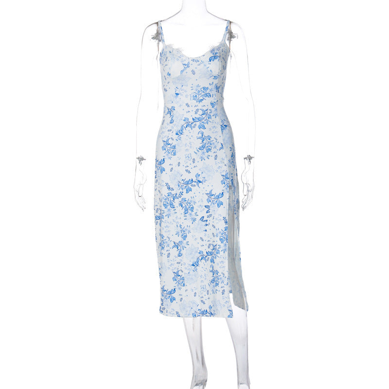 Vestido largo con estampados floreados