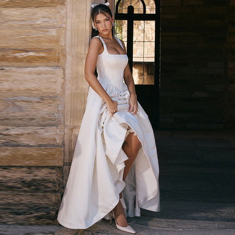 Vestido elegante ajustado de color sólido para mujer