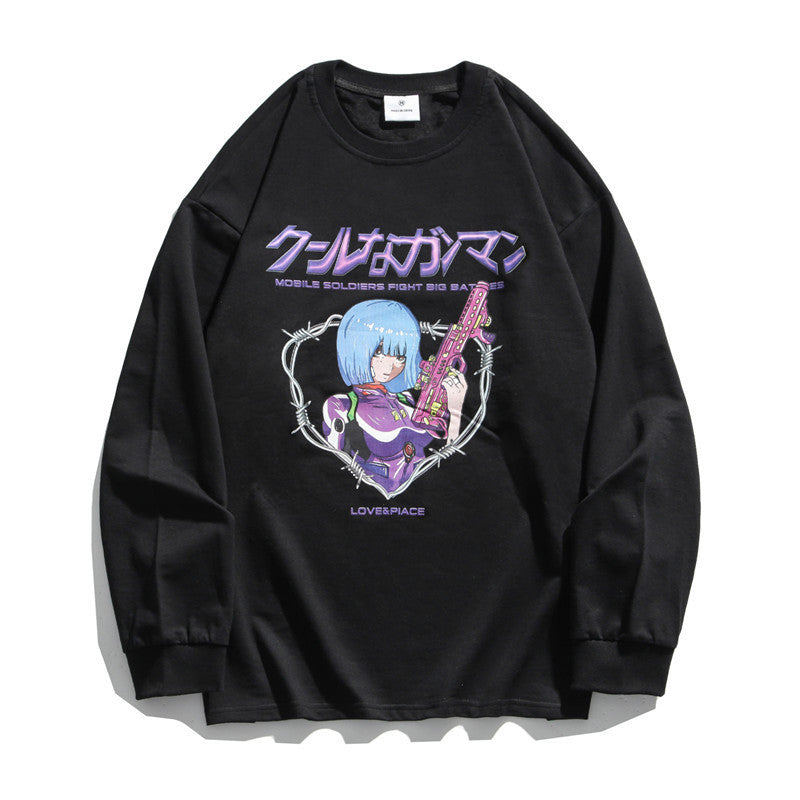 Camiseta manga larga estampado anime hombre y mujer