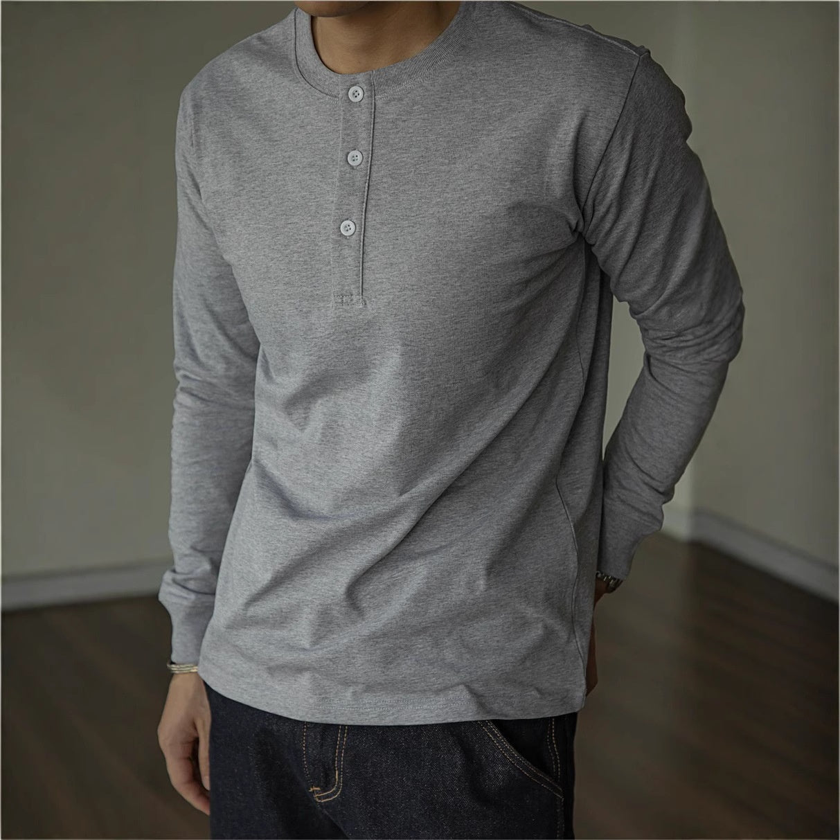 Camiseta de manga larga de algodón american retro