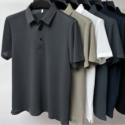 Camisa de manga corta de seda polo para hombres