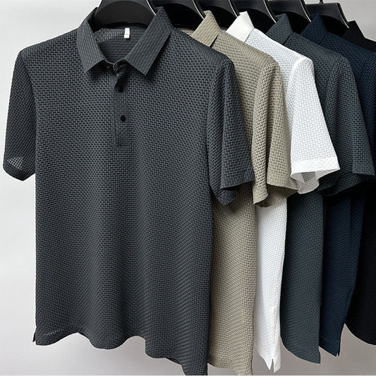 Camisa de manga corta de seda polo para hombres