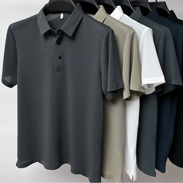Camisa de manga corta de seda polo para hombres