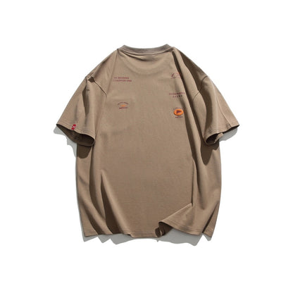 Camiseta de manga corta estilo japonés retro de montaña de moda nacional
