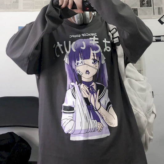Camiseta de manga larga con estampado de anime