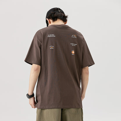 Camiseta de manga corta estilo japonés retro de montaña de moda nacional