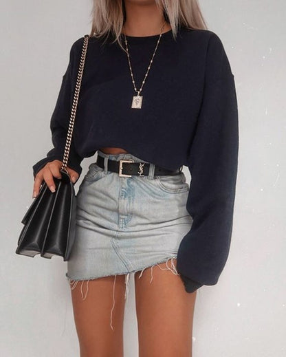 Crop top de mana larga