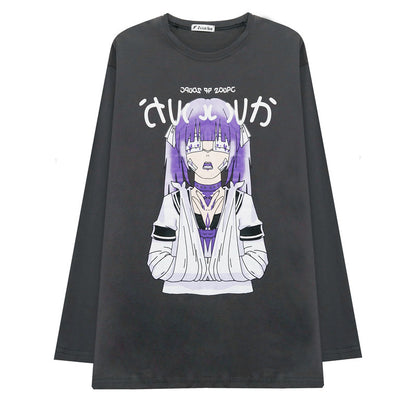 Camiseta de manga larga con estampado de anime