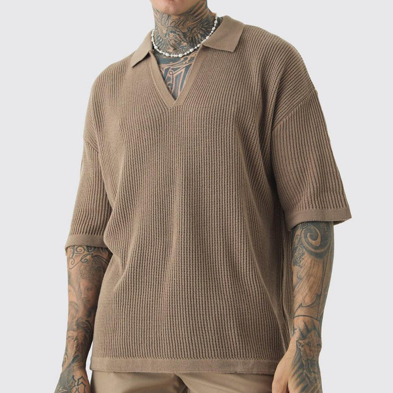 Camisa de manga corta para hombre, casual, con cuello tipo polo