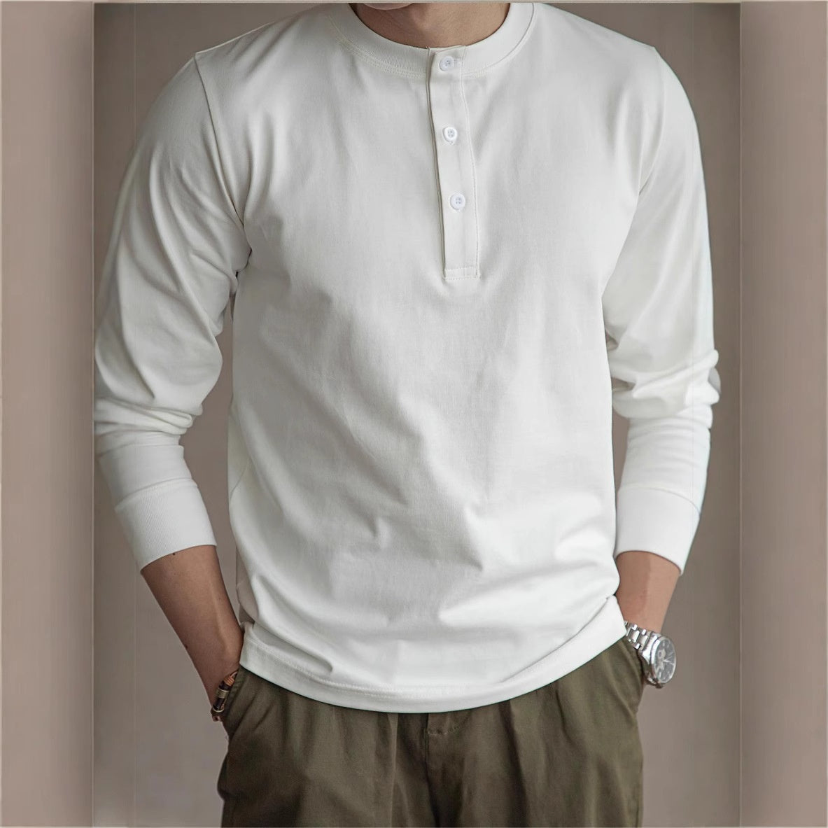Camiseta de manga larga de algodón american retro