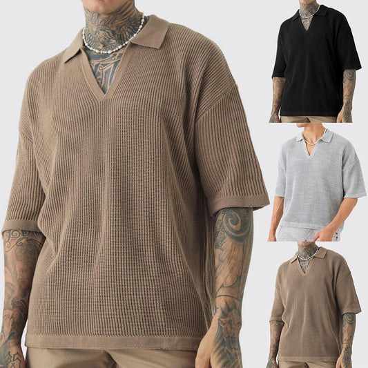 Camisa de manga corta para hombre, casual, con cuello tipo polo