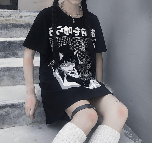 Camiseta oversize con estampado de anime