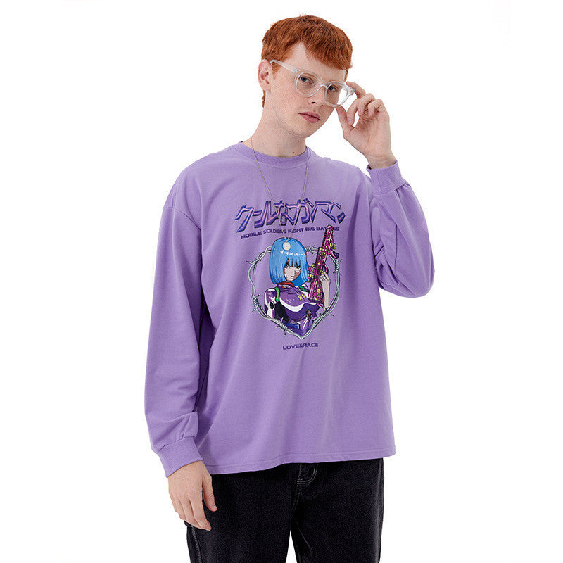 Camiseta manga larga estampado anime hombre y mujer