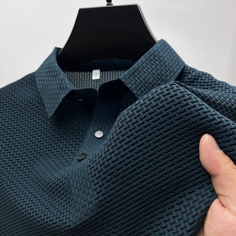 Camisa de manga corta de seda polo para hombres