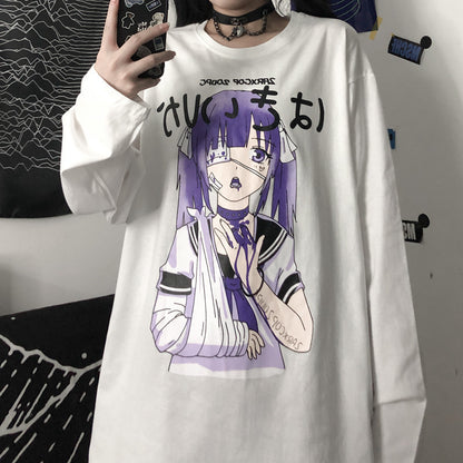 Camiseta de manga larga con estampado de anime
