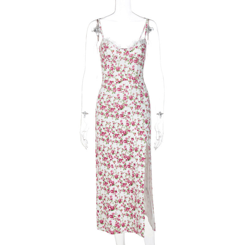 Vestido largo con estampados floreados