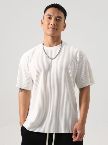 Camiseta casual holgada de rayas para hombre