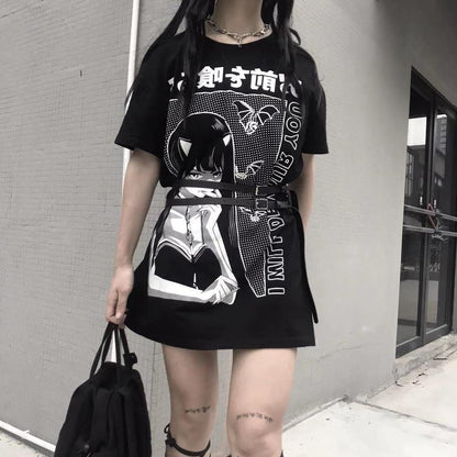 Camiseta oversize con estampado de anime
