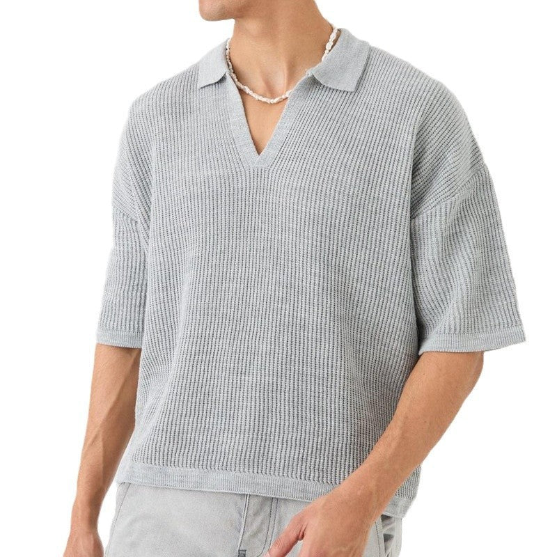 Camisa de manga corta para hombre, casual, con cuello tipo polo