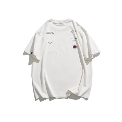 Camiseta de manga corta estilo japonés retro de montaña de moda nacional