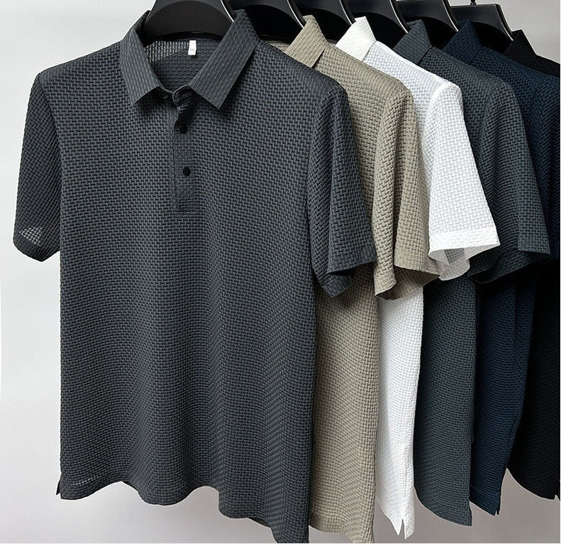 Camisa de manga corta de seda polo para hombres