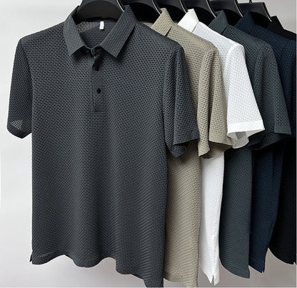 Camisa de manga corta de seda polo para hombres