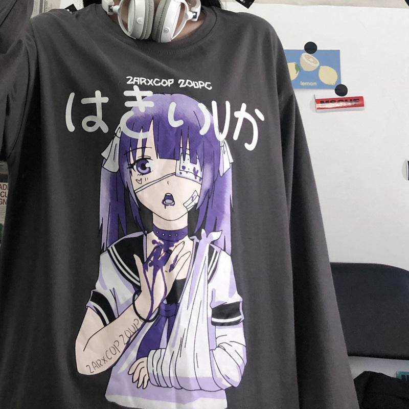 Camiseta de manga larga con estampado de anime