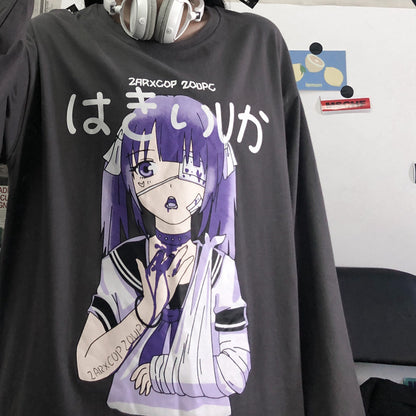 Camiseta de manga larga con estampado de anime