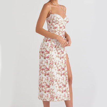 Vestido largo con estampados floreados