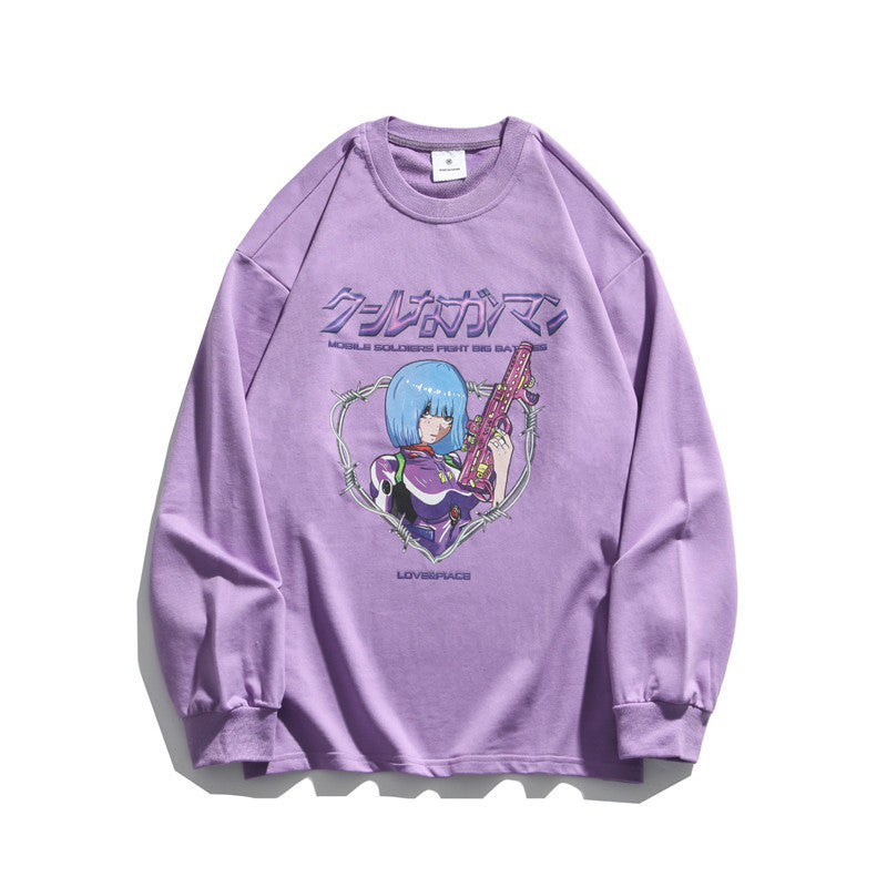 Camiseta manga larga estampado anime hombre y mujer