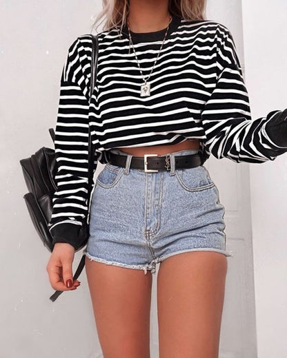 Crop top de mana larga