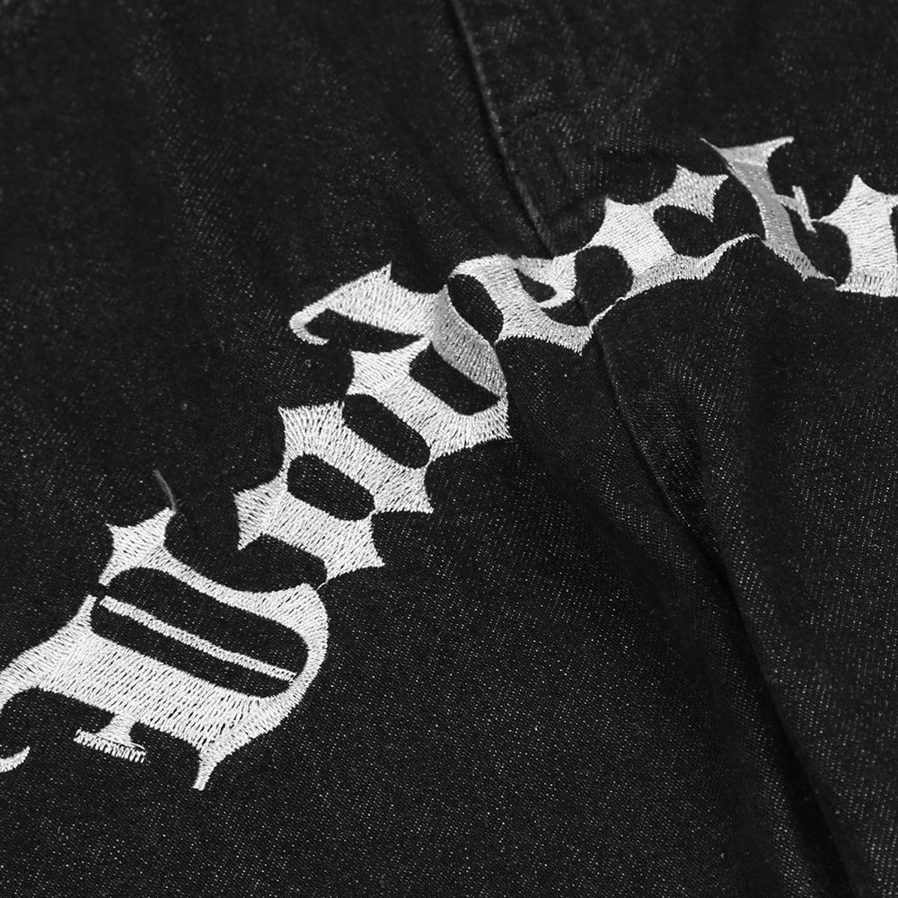 Jeans con letras bordadas estilo europeo