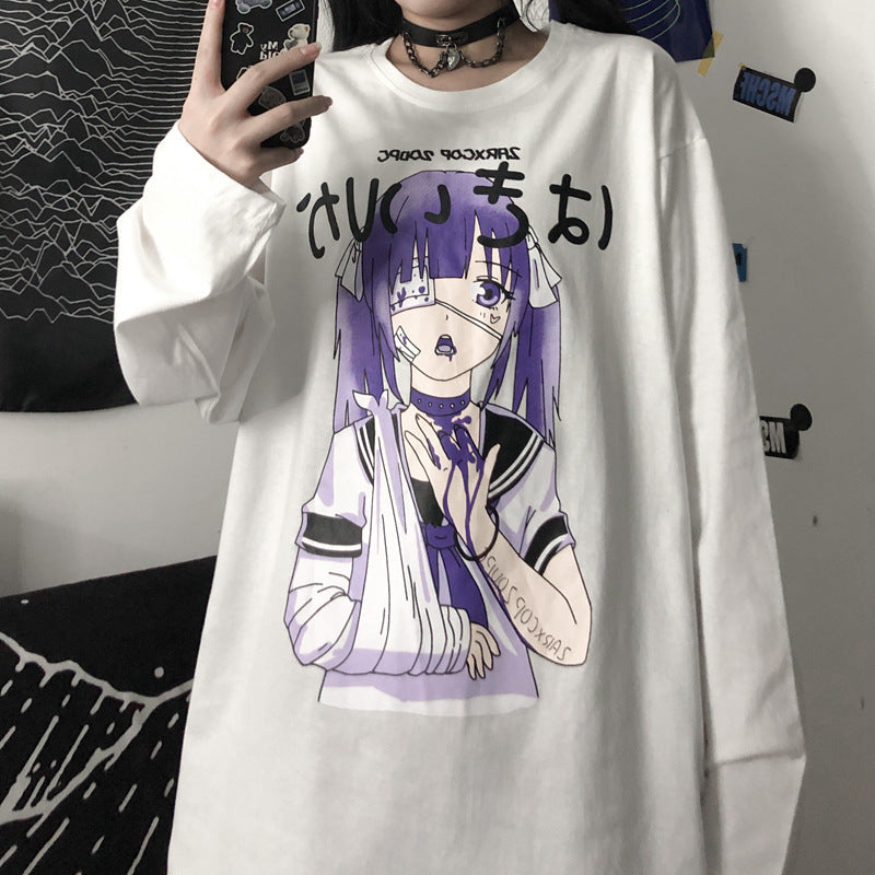 Camiseta de manga larga con estampado de anime