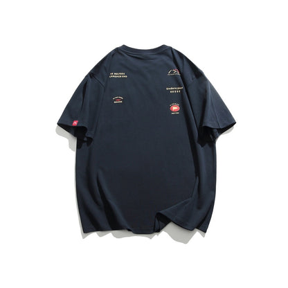 Camiseta de manga corta estilo japonés retro de montaña de moda nacional