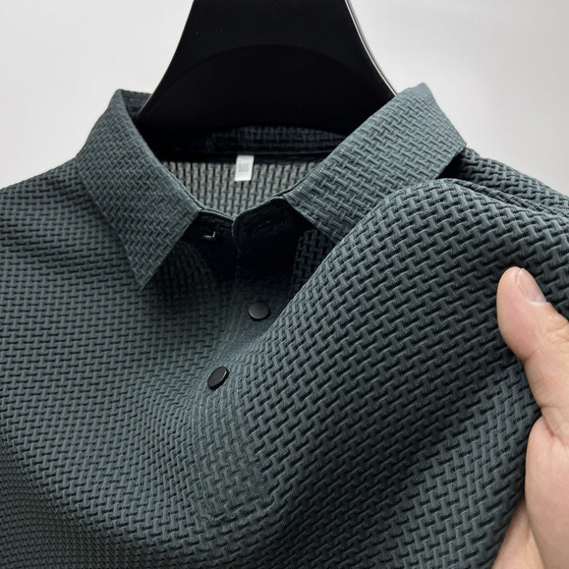 Camisa de manga corta de seda polo para hombres