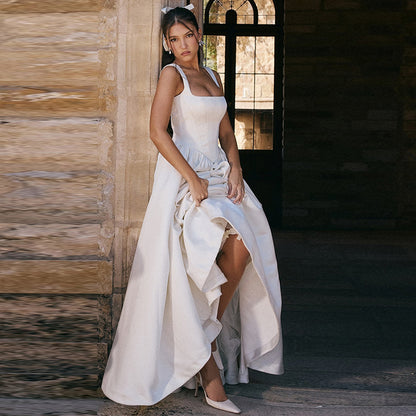 Vestido elegante ajustado de color sólido para mujer