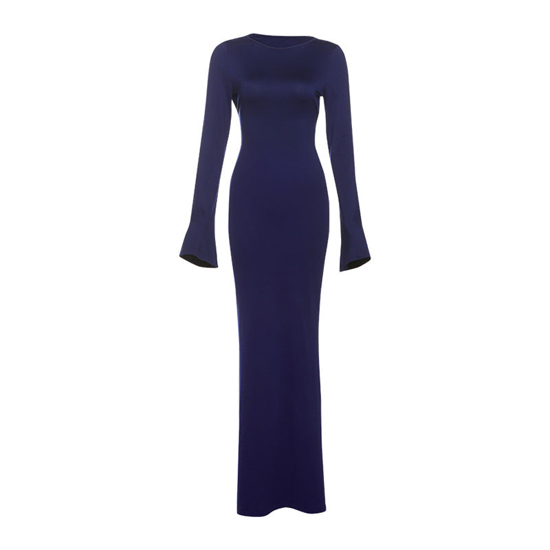 Vestido ajustado sin espalda de color sólido a la moda