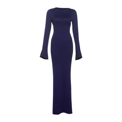 Vestido ajustado sin espalda de color sólido a la moda