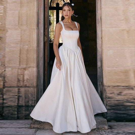 Vestido elegante ajustado de color sólido para mujer