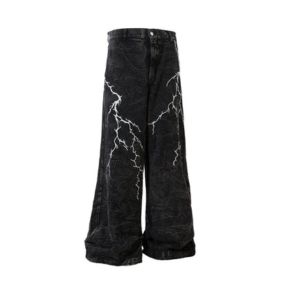 Jeans sueltos con estampado de rayos
