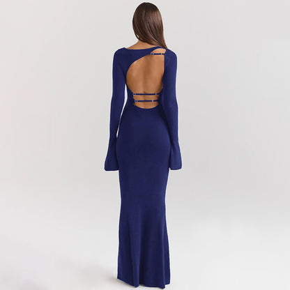 Vestido ajustado sin espalda de color sólido a la moda