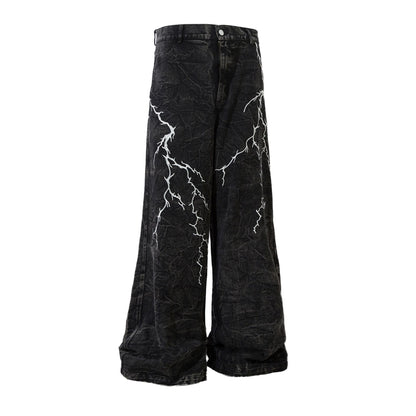 Jeans sueltos con estampado de rayos