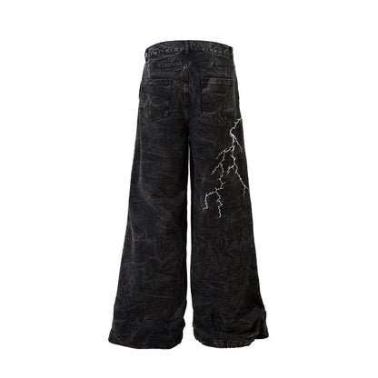Jeans sueltos con estampado de rayos