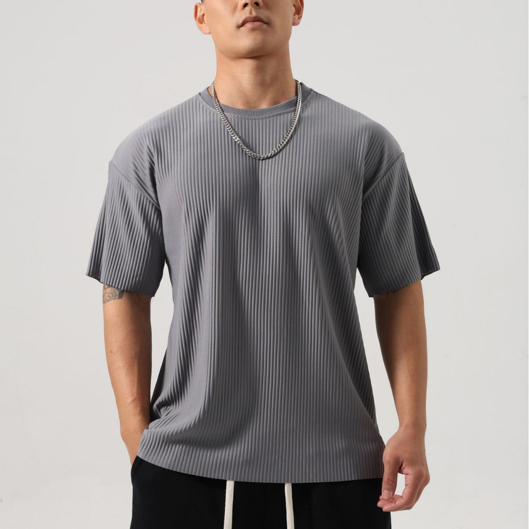 Camiseta casual holgada de rayas para hombre