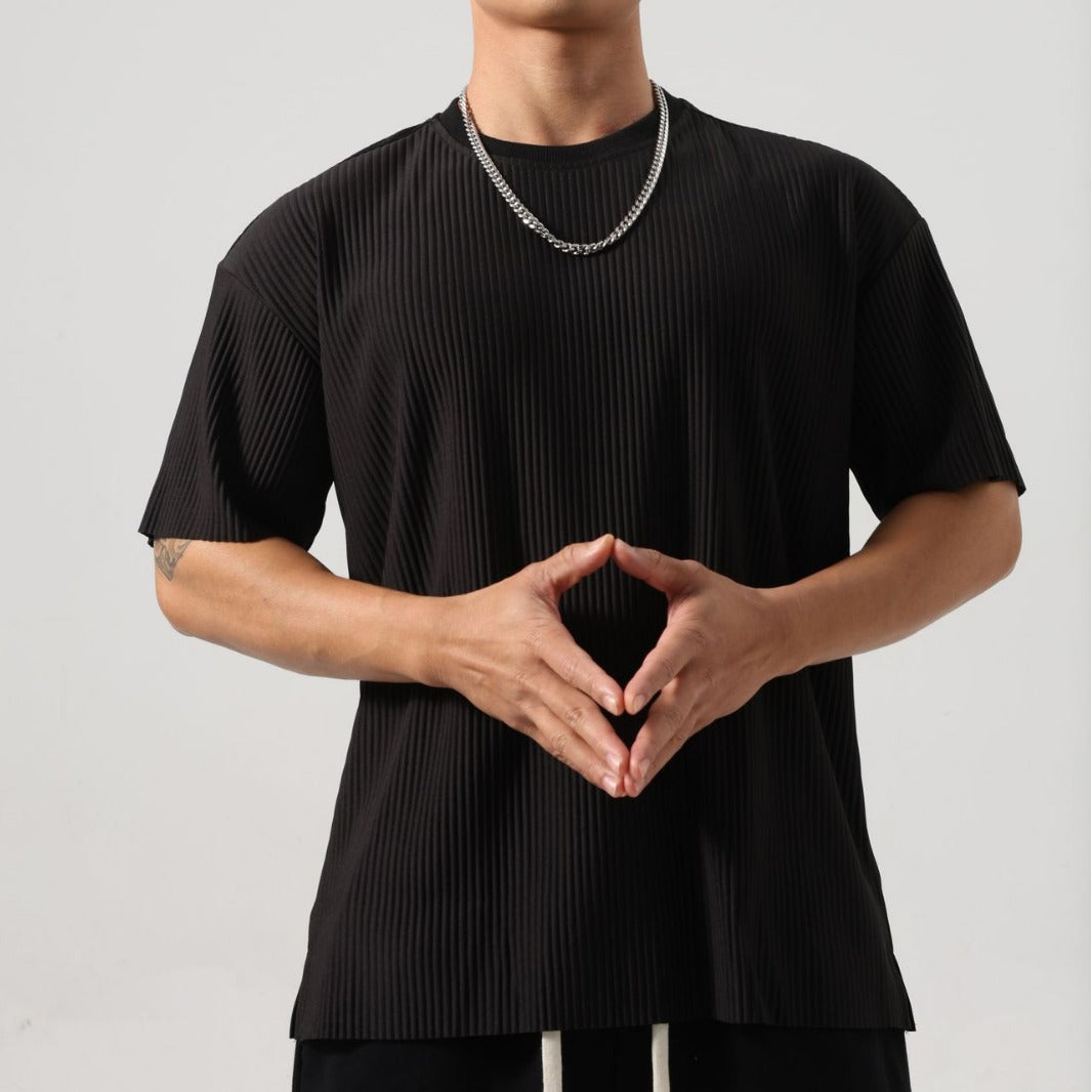 Camiseta casual holgada de rayas para hombre