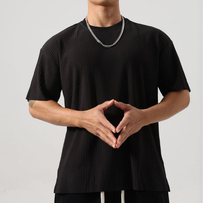 Camiseta casual holgada de rayas para hombre