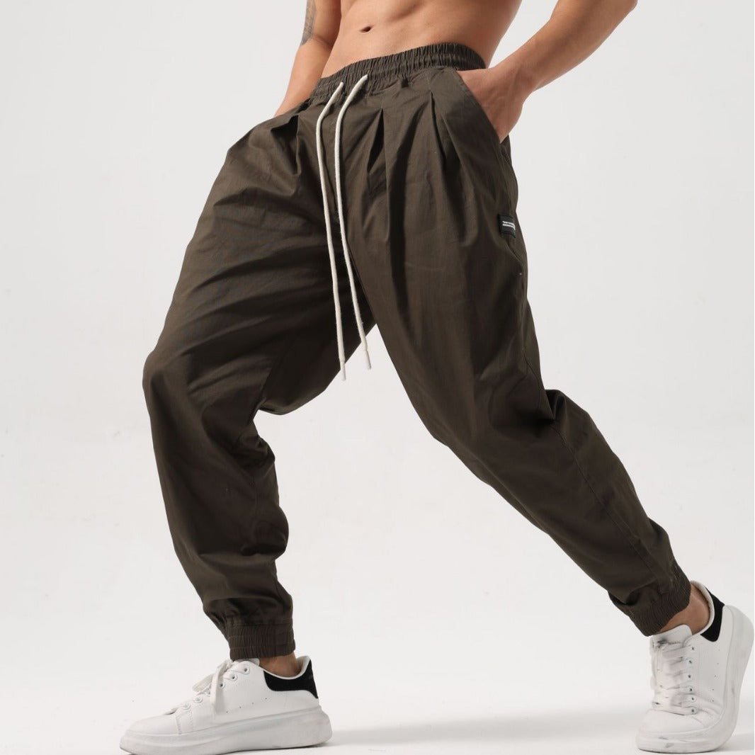 Pantalones deportivos holgados de algodón para hombre