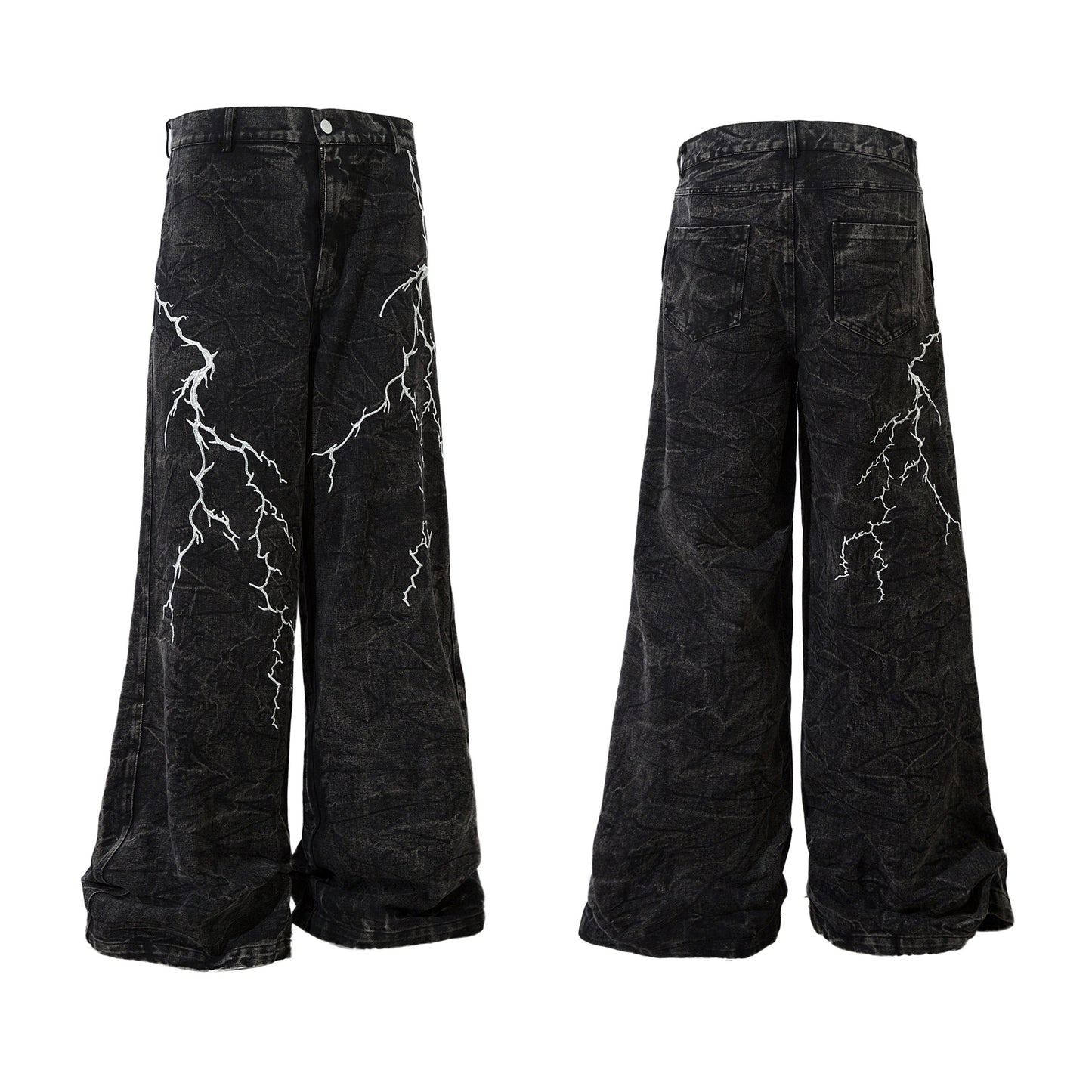 Jeans sueltos con estampado de rayos