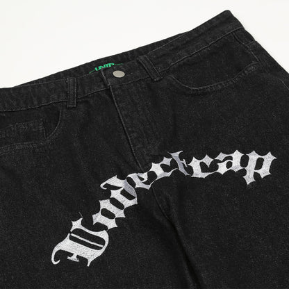 Jeans con letras bordadas estilo europeo