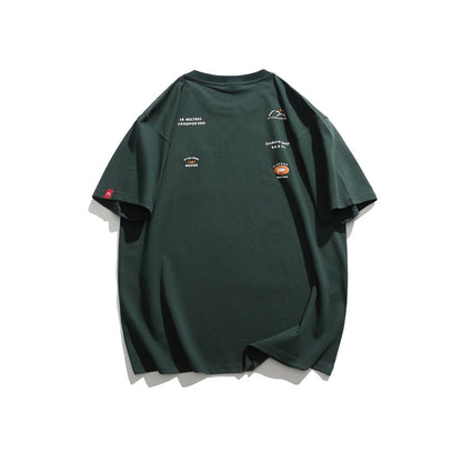 Camiseta de manga corta estilo japonés retro de montaña de moda nacional